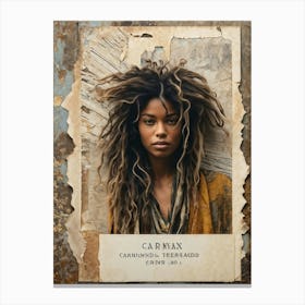 Vintage Card Design Featuring A Central Motif Of Natural Textured Hair Cascading Across An Aged Stu Canvas Print