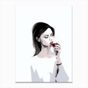 Woman Drinking Wine Canvas Print