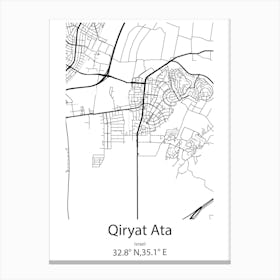 Qiryat Ata,Israel Minimalist Map Canvas Print