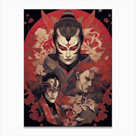 Samurai Noh And Kabuki Theater Style Illustration 3 Canvas Print