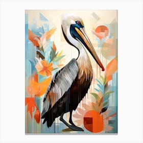 Bird Painting Collage Brown Pelican 3 Canvas Print