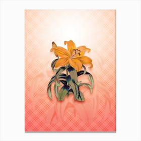 Thunberg's Orange Lily Vintage Botanical in Peach Fuzz Tartan Plaid Pattern n.0081 Canvas Print