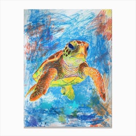 Rainbow Turtle Scribble Crayon Drawing 9 Canvas Print