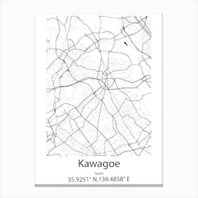 Kawagoe,Japan Minimalist Map Stampe su tela