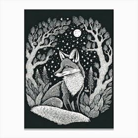 A Clever Fox In The Midst Of A Midnight Hunt Canvas Print