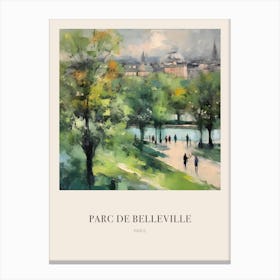 Parc De Belleville Paris France 4 Vintage Cezanne Inspired Poster Canvas Print