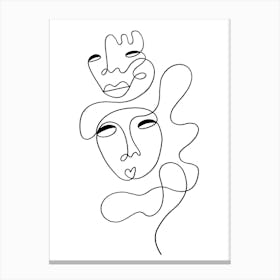 Thinking About You Canvas Line Art Print