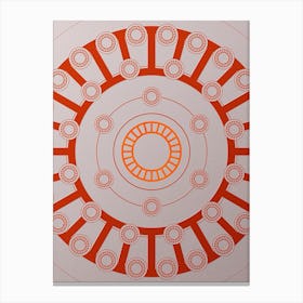 Geometric Abstract Glyph Circle Array in Tomato Red n.0256 Canvas Print