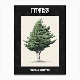Cypress Tree Pixel Illustration 4 Poster Canvas Print