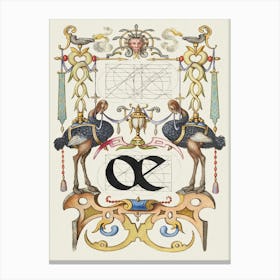 Guide For Constructing The Ligature Oe From Mira Calligraphiae Monumenta, Joris Hoefnagel Canvas Print