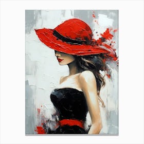 Lady In Red Hat Canvas Print