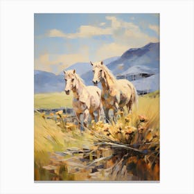 Horses Painting In Cotacachi, Ecuador 3 Canvas Print
