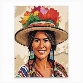 Bolivia girl in local costume wall art print Canvas Print