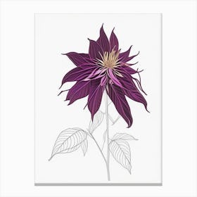 Dahlia Imperialis Floral Minimal Line Drawing 3 Flower Canvas Print