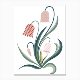 Wild Pink Chess Flower Botanical Painting Canvas Print