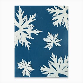 Snowflakes On Blue cyanotype Canvas Print