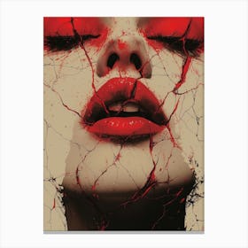 Cracked Realities: Red Ink Rendition Inspired by Chevrier and Gillen: Bloody Face Canvas Print