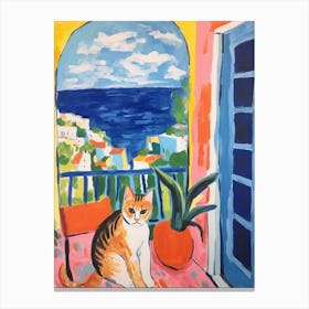 Painting Of A Cat In Capri Italy 2 Canvas Print