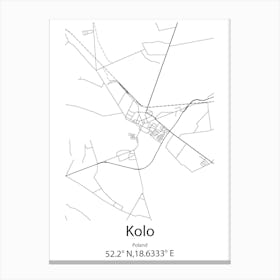 Kolo,Poland Minimalist Map Canvas Print