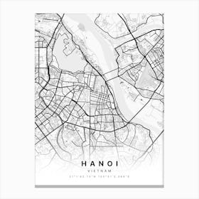 Hanoi Vietnam White Map Canvas Print