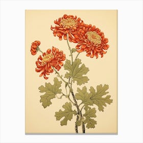 Kiku Chrysanthemum 2 Vintage Japanese Botanical Canvas Print