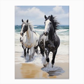A Horse Oil Painting In Bondi Beach, Australia, Portrait 3 Canvas Print