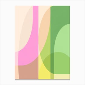 Modern Abstraction Shapes In Pink And Green) Canvas Print