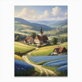 Germany Cornflower Landscape Painting Canvas Print