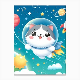 Cute Cat In Space Canvas Print