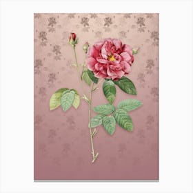 Vintage French Rose Botanical on Dusty Pink Pattern n.0890 Canvas Print