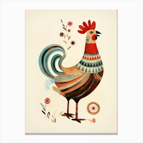 Rooster, primitive art 1 Canvas Print