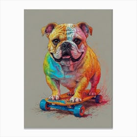 Bulldog On A Skateboard Canvas Print