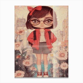 Little Girl Glasses Vintage Sparkle  Canvas Print