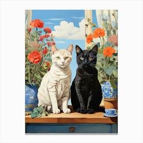 Two Cats On A Table Canvas Print