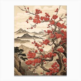 Sakura Cherry Blossom 2 Japanese Botanical Illustration Canvas Print