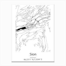 Sion,Switzerland Minimalist Map Canvas Print