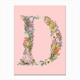 D Pink Alphabet Letter Canvas Print