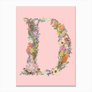 D Pink Alphabet Letter Canvas Print