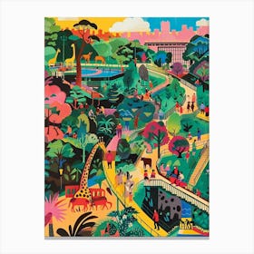 The Bronx Zoo New York Colourful Silkscreen Illustration 3 Canvas Print
