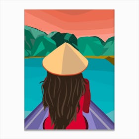 Woman On A Boat Canvas Print