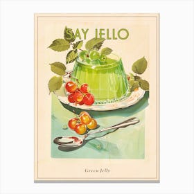 Retro Bright Green Jelly Vintage Cookbook Inspired 4 Poster Canvas Print