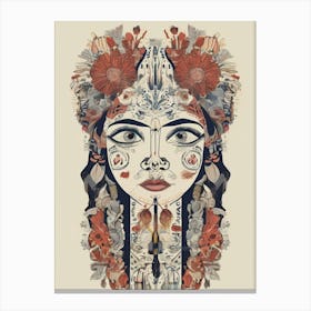 Woman With Flowers On Her Head 2 Canvas Print