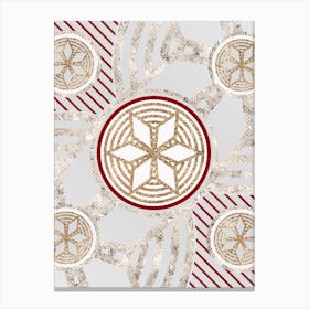 Geometric Abstract Glyph in Festive Gold Silver and Red n.0054 Canvas Print