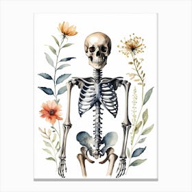 Floral Skeleton Watercolor Painting (19) Canvas Print