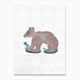 Bear W Flowers Canvas Print