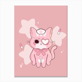 Nurse kawaii cat art print Canvas Print