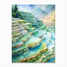 A Depiction Of Stone Terraces Filled With Vibrant (1) Canvas Print