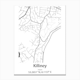 Killiney,Ireland Minimalist Map Canvas Print