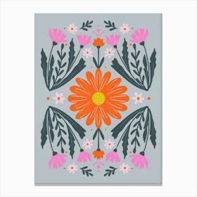 Orange And Pink Flowers Canvas Print