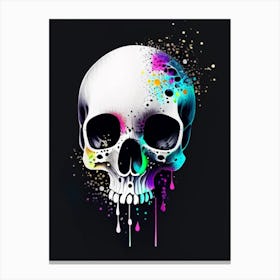 Skull With Watercolor Effects 1 Doodle Canvas Print